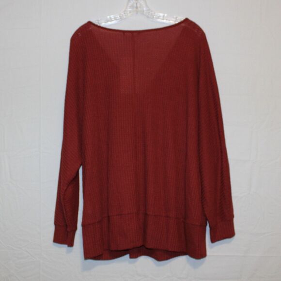 Bloomchic Blouse Women's 2X Wrap Knit Burgundy Russet VNeck Long Sleeve Plus NWT - Picture 5 of 11